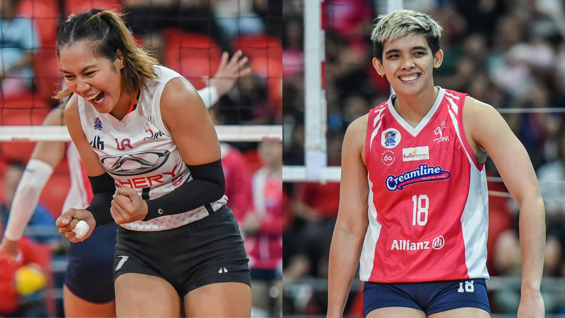 Creamline’s Tots Carlos and Chery Tiggo’s Mylene Paat are serving up Pinay Power at the 2024 KOVO Tryouts